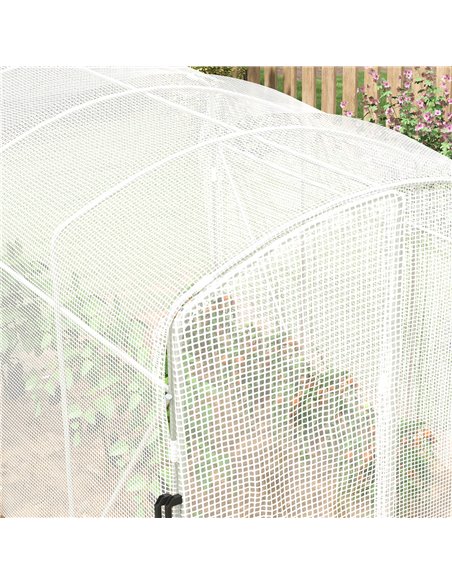 Outsunny Polytunnel Greenhouse Walk-in Grow House with UV-resistant PE Cover, Door and Galvanised Steel Frame, 2 x 2 x 2m, White - pic 39240 | FastDaddyshop
