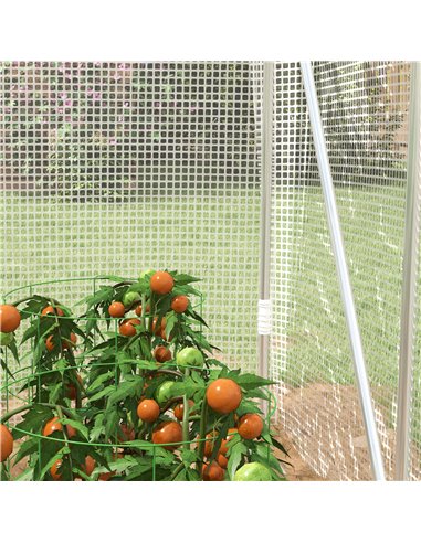 Outsunny Polytunnel Greenhouse Walk-in Grow House with UV-resistant PE Cover, Door and Galvanised Steel Frame, 2 x 2 x 2m, White