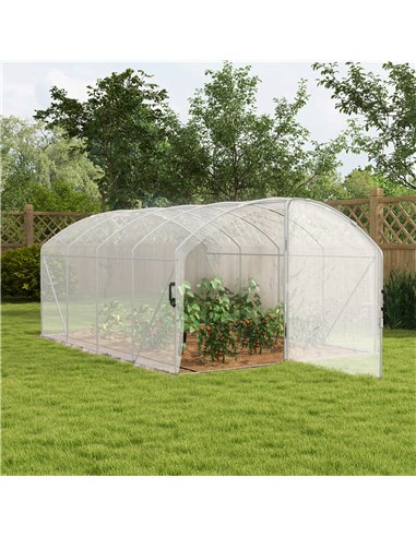 Outsunny Polytunnel Greenhouse Walk-in Grow House, 4 x 3 x 2m, White 84H-011V01WT