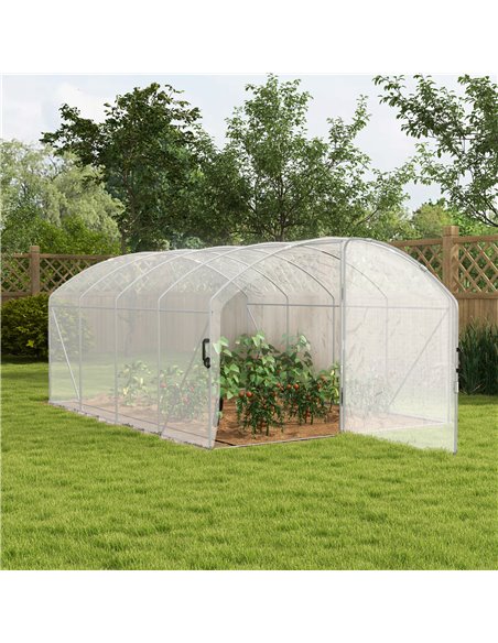 Outsunny Polytunnel Greenhouse Walk-in Grow House, 4 x 3 x 2m, White 84H-011V01WT - pic 39244 | FastDaddyshop