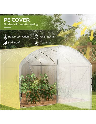 Outsunny Polytunnel Greenhouse Walk-in Grow House, 4 x 3 x 2m, White 84H-011V01WT