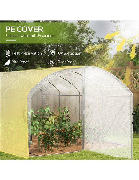 Outsunny Polytunnel Greenhouse Walk-in Grow House, 4 x 3 x 2m, White 84H-011V01WT - pic 39246 | FastDaddyshop