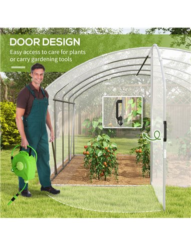 Outsunny Polytunnel Greenhouse Walk-in Grow House, 4 x 3 x 2m, White 84H-011V01WT