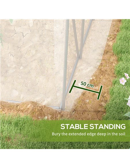 Outsunny Polytunnel Greenhouse Walk-in Grow House with UV-resistant PE Cover, Door, Galvanised Steel Frame, 4 x 3 x 2m, White 84 - pic 39248 | FastDaddyshop