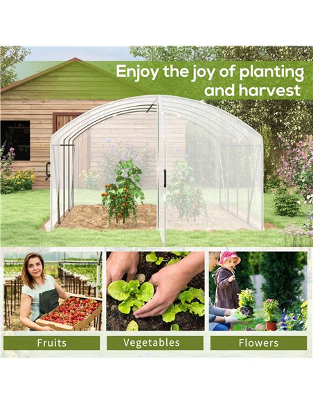 Outsunny Polytunnel Greenhouse Walk-in Grow House with UV-resistant PE Cover, Door, Galvanised Steel Frame, 4 x 3 x 2m, White 84 - pic 39249 | FastDaddyshop