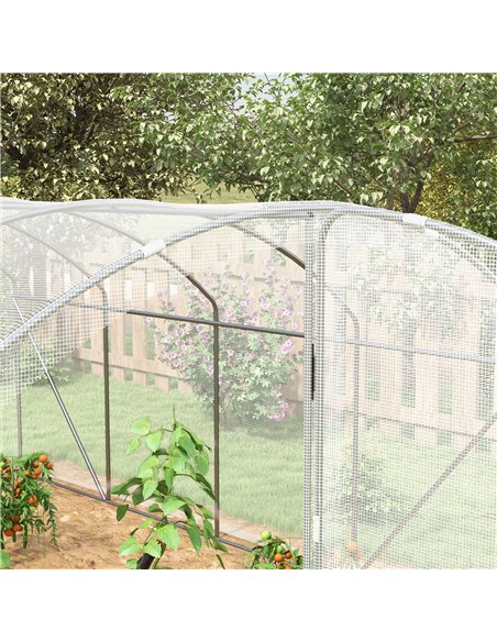 Outsunny Polytunnel Greenhouse Walk-in Grow House with UV-resistant PE Cover, Door, Galvanised Steel Frame, 4 x 3 x 2m, White 84 - pic 39250 | FastDaddyshop