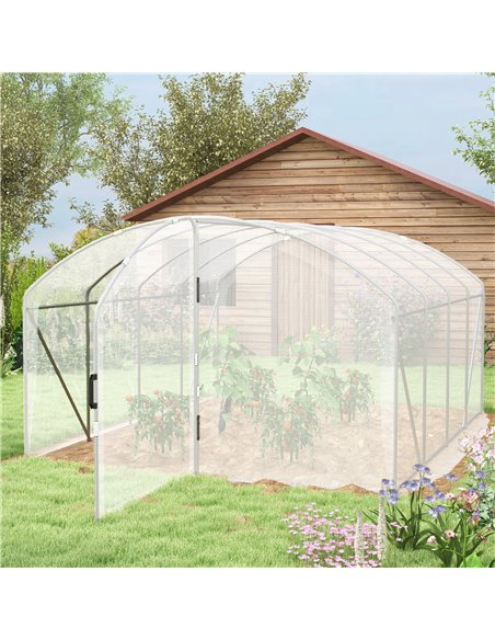 Outsunny Polytunnel Greenhouse Walk-in Grow House with UV-resistant PE Cover, Door, Galvanised Steel Frame, 4 x 3 x 2m, White 84 - pic 39251 | FastDaddyshop