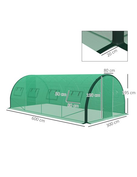 Outsunny Walk-in Polytunnel Greenhouse, 6 x 3(m), Green 84H-033V00GN - pic 39254 | FastDaddyshop