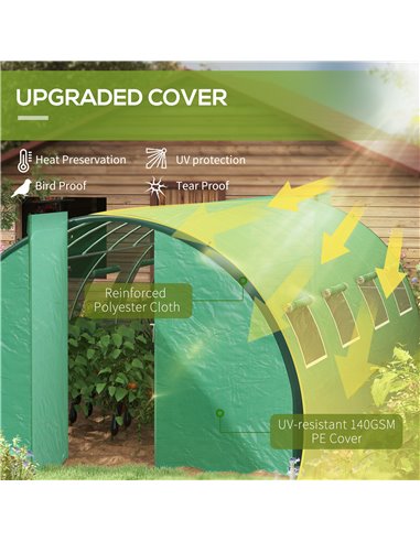 Outsunny Walk-in Polytunnel Greenhouse, 6 x 3(m), Green 84H-033V00GN