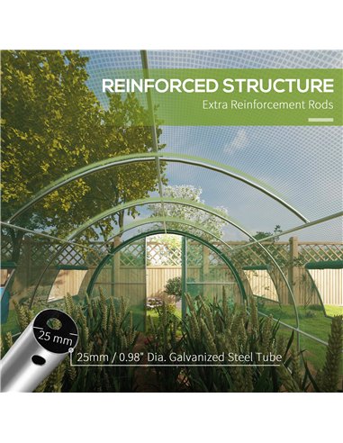 Outsunny Walk-in Polytunnel Greenhouse, 6 x 3(m), Green 84H-033V00GN