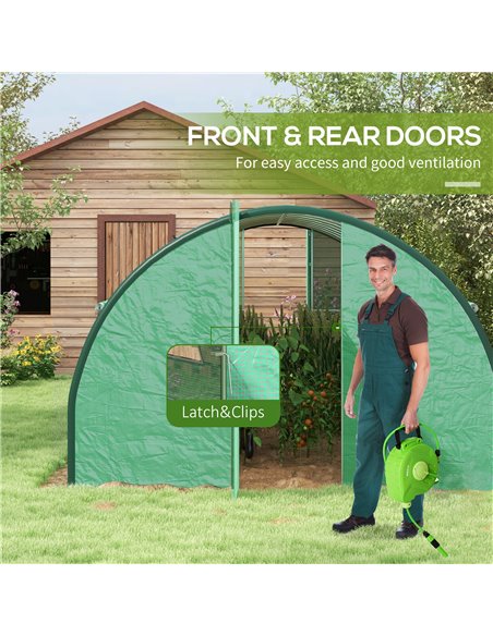 Outsunny Polyethylene Upgraded Structure Walk-in Polytunnel Greenhouse, 6 x 3(m), Green 84H-033V00GN - pic 39257 | FastDaddyshop