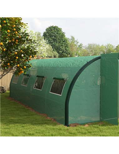 Outsunny Polyethylene Upgraded Structure Walk-in Polytunnel Greenhouse, 6 x 3(m), Green 84H-033V00GN