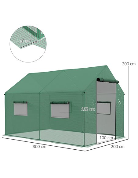 Outsunny Polyethylene Walk-in Polytunnel Greenhouse, 2 x 3(m), Green 84H-074V00GN - pic 39263 | FastDaddyshop