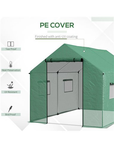Outsunny Polyethylene Walk-in Polytunnel Greenhouse, 2 x 3(m), Green 84H-074V00GN