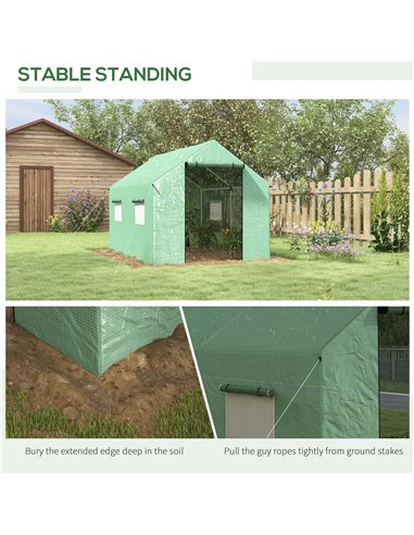 Outsunny Polyethylene Walk-in Polytunnel Greenhouse, 2 x 3(m), Green 84H-074V00GN
