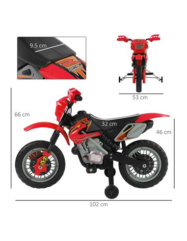 HOMCOM 6V Kids Child Electric Motorbike Ride on Motorcycle Scooter Children Toy Gift (Red)