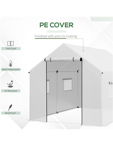 Outsunny Polyethylene Walk-in Polytunnel Greenhouse, 2 x 3(m), White 84H-074V00WT - pic 39272 | FastDaddyshop