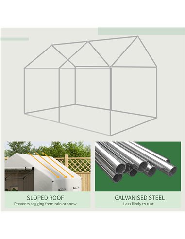 Outsunny Polyethylene Walk-in Polytunnel Greenhouse, 2 x 3(m), White 84H-074V00WT
