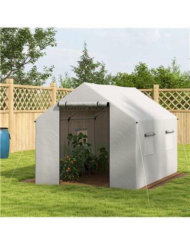 Outsunny Polyethylene Walk-in Polytunnel Greenhouse, 2 x 3(m), White 84H-074V00WT