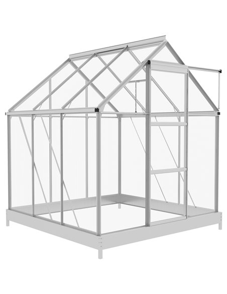 Outsunny 6 x 6ft Walk-In Polycarbonate Greenhous, Silver 845-334V02SR - pic 39279 | FastDaddyshop