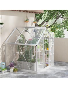 Outsunny 6 x 6ft Walk-In Polycarbonate Greenhous, Silver 845-334V02SR 2
