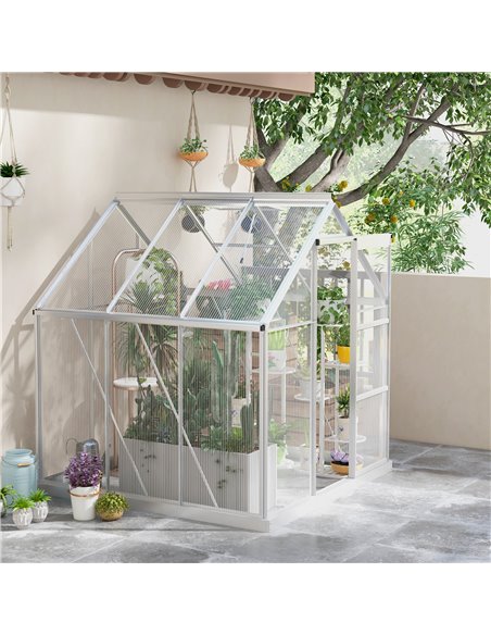 Outsunny 6 x 6ft Walk-In Polycarbonate Greenhous, Silver 845-334V02SR - pic 39280 | FastDaddyshop