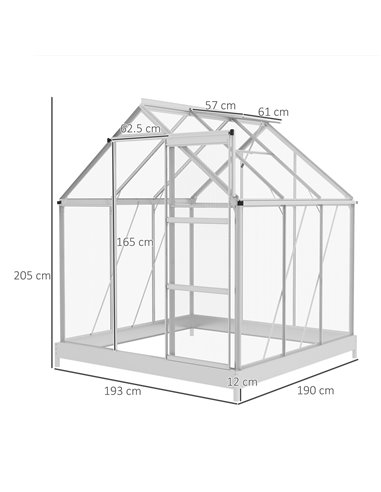 Outsunny 6 x 6ft Walk-In Polycarbonate Greenhous, Silver 845-334V02SR