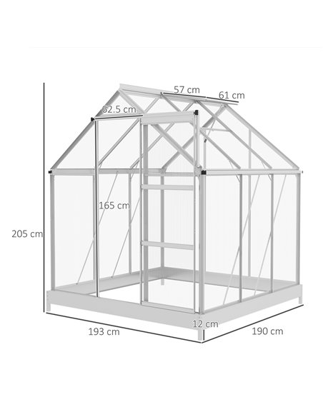 Outsunny 6 x 6ft Walk-In Polycarbonate Greenhous, Silver 845-334V02SR - pic 39281 | FastDaddyshop