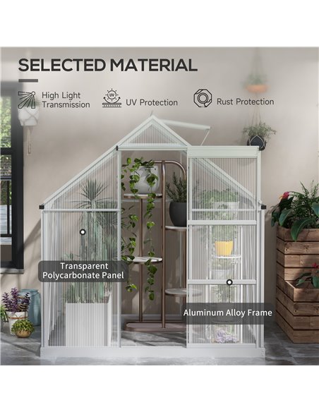 Outsunny 6 x 6ft Walk-In Polycarbonate Greenhous, Silver 845-334V02SR - pic 39283 | FastDaddyshop