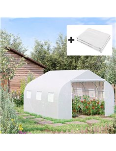 Outsunny Walk-In Tunnel Greenhouse with Replacement Cover, White 845-P010 2