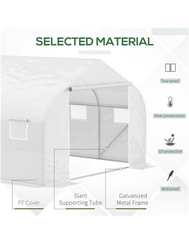 Outsunny Walk-In Tunnel Greenhouse with Replacement Cover, White 845-P010