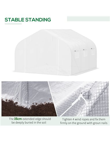 Outsunny Walk-In Tunnel Greenhouse with Replacement Cover, White 845-P010