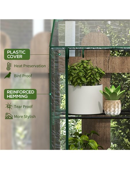 Outsunny 3 Tier 6 Wire Shelves Reinforced Mini Greenhouse, Clear 84H-065V00CR - pic 39309 | FastDaddyshop