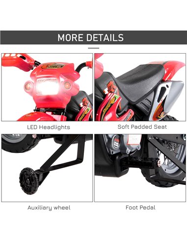 HOMCOM 6V Kids Child Electric Motorbike Ride on Motorcycle Scooter Children Toy Gift (Red)