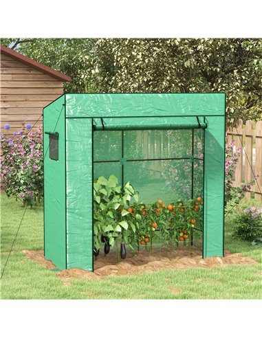 Outsunny PE Cover Walk-in Outdoor Greenhouse, Green 84H-063V00GN