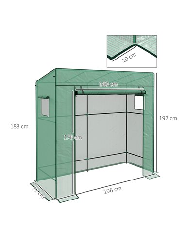 Outsunny PE Cover Walk-in Outdoor Greenhouse, Green 84H-063V00GN