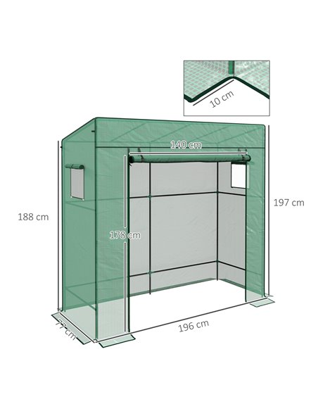 Outsunny PE Cover Walk-in Outdoor Greenhouse, Green 84H-063V00GN - pic 39317 | FastDaddyshop