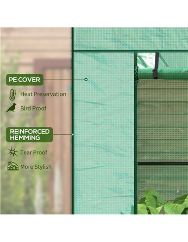 Outsunny PE Cover Walk-in Outdoor Greenhouse, Green 84H-063V00GN