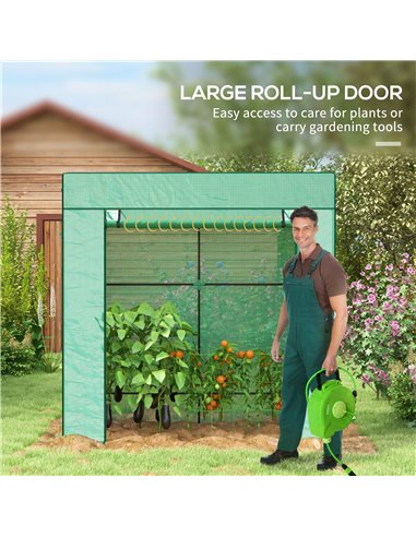 Outsunny PE Cover Walk-in Outdoor Greenhouse, Green 84H-063V00GN