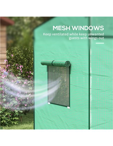 Outsunny PE Cover Walk-in Outdoor Greenhouse, Green 84H-063V00GN - pic 39320 | FastDaddyshop