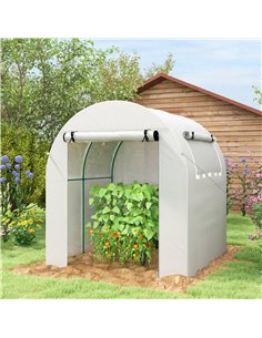Outsunny Walk in Polytunnel Greenhouse, 1.8 x 1.8 x 2 m, White 845-775V00WT 2