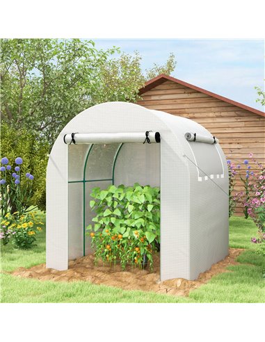 Outsunny Walk in Polytunnel Greenhouse, 1.8 x 1.8 x 2 m, White 845-775V00WT