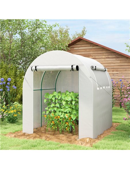 Outsunny Walk in Polytunnel Greenhouse, 1.8 x 1.8 x 2 m, White 845-775V00WT - pic 39325 | FastDaddyshop
