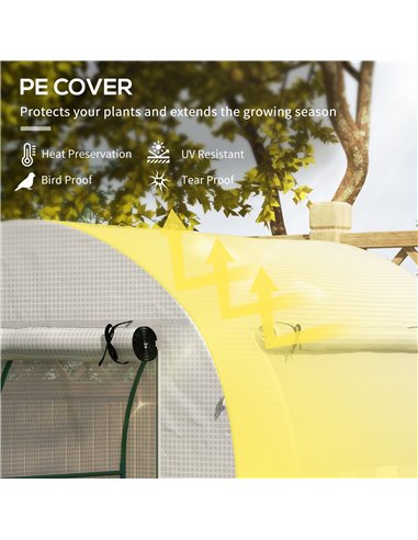 Outsunny Walk in Polytunnel Greenhouse, 1.8 x 1.8 x 2 m, White 845-775V00WT