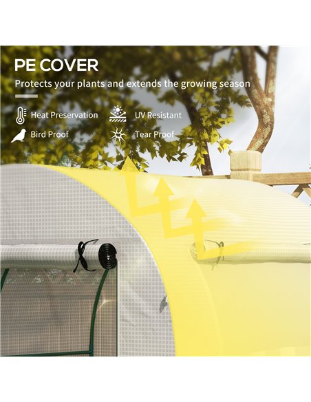 Outsunny Walk in Polytunnel Greenhouse, 1.8 x 1.8 x 2 m, White 845-775V00WT - pic 39327 | FastDaddyshop