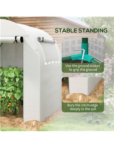 Outsunny Walk in Polytunnel Greenhouse, 1.8 x 1.8 x 2 m, White 845-775V00WT