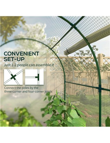 Outsunny Walk in Polytunnel Greenhouse, Green House for Garden with Roll-up Window and Door, 1.8 x 1.8 x 2 m, White 845-775V00WT