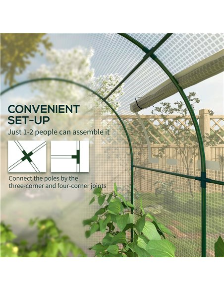 Outsunny Walk in Polytunnel Greenhouse, Green House for Garden with Roll-up Window and Door, 1.8 x 1.8 x 2 m, White 845-775V00WT - pic 39330 | FastDaddyshop