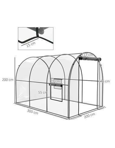 Outsunny Polytunnel Greenhouse Walk-in Grow Hous, Clear 84H-070V00CR