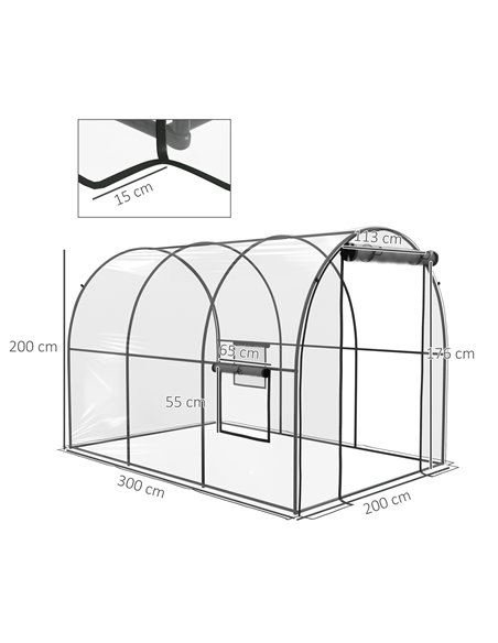 Outsunny Polytunnel Greenhouse Walk-in Grow Hous, Clear 84H-070V00CR - pic 39335 | FastDaddyshop